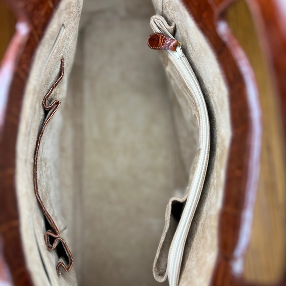 Nancy Gonzalez Linen Crocodile Leather Tote Handbag - Picture 7 of 11